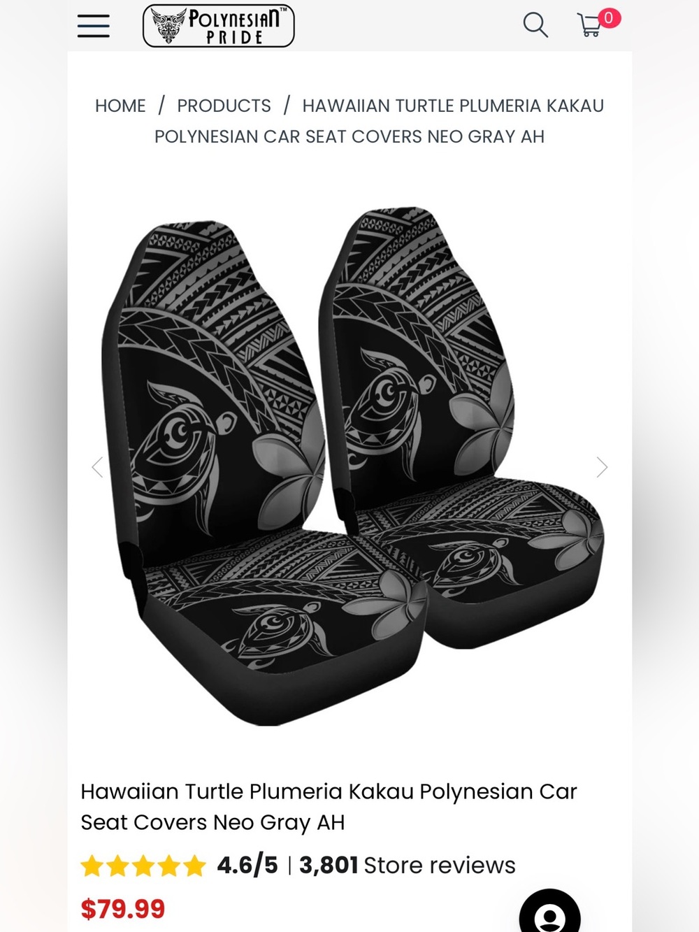 Polynesian Pride Front and Rear Car/truck Seat Covers - Brand New/Never Used